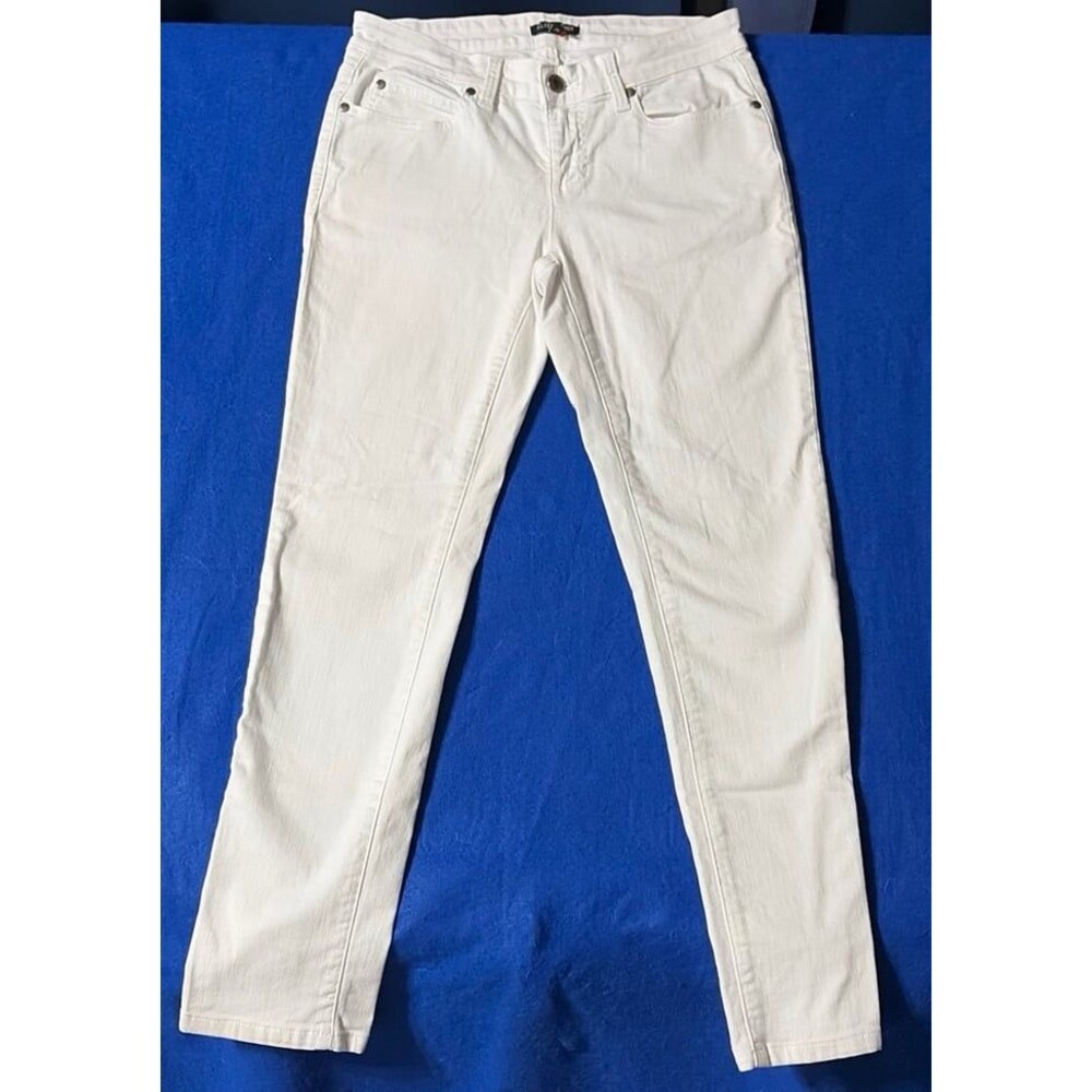 Eileen Fisher White Straight Leg Jeans Petite 4P 5 Pocket Denim